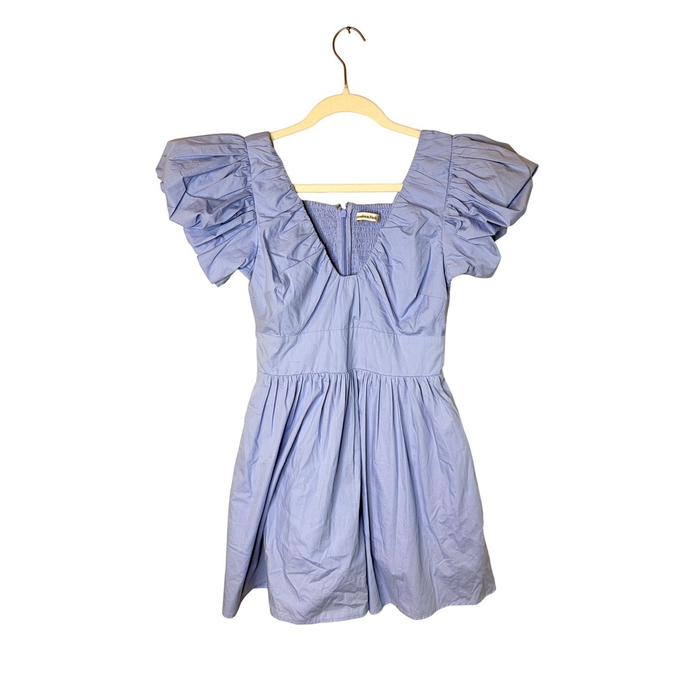 Abercrombie & Fitch Emerson Puff Sleeve Skort Dress Blue Small Petite Pockets